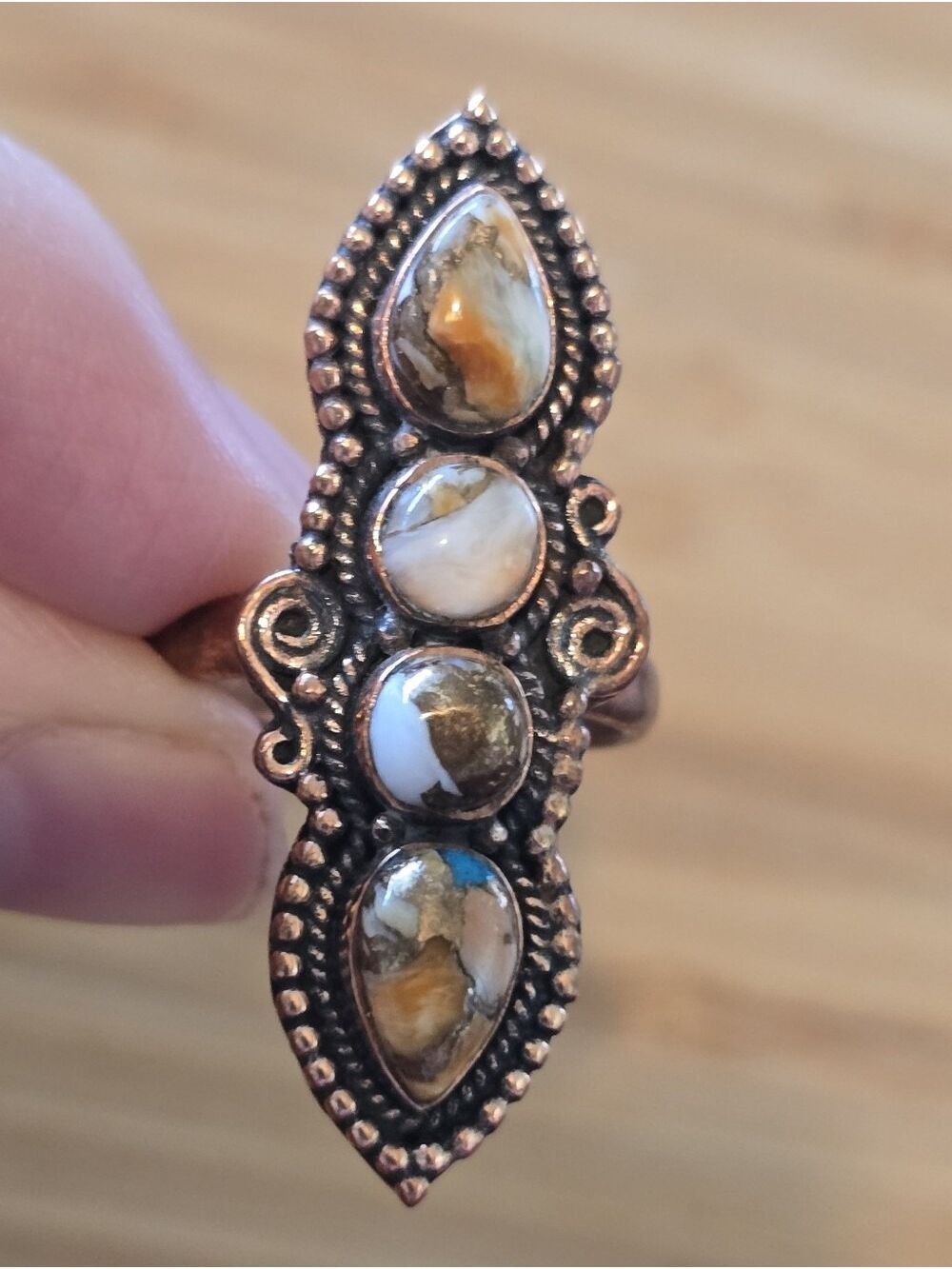 Spiny Turquoise Copper Ring Navajo  Made